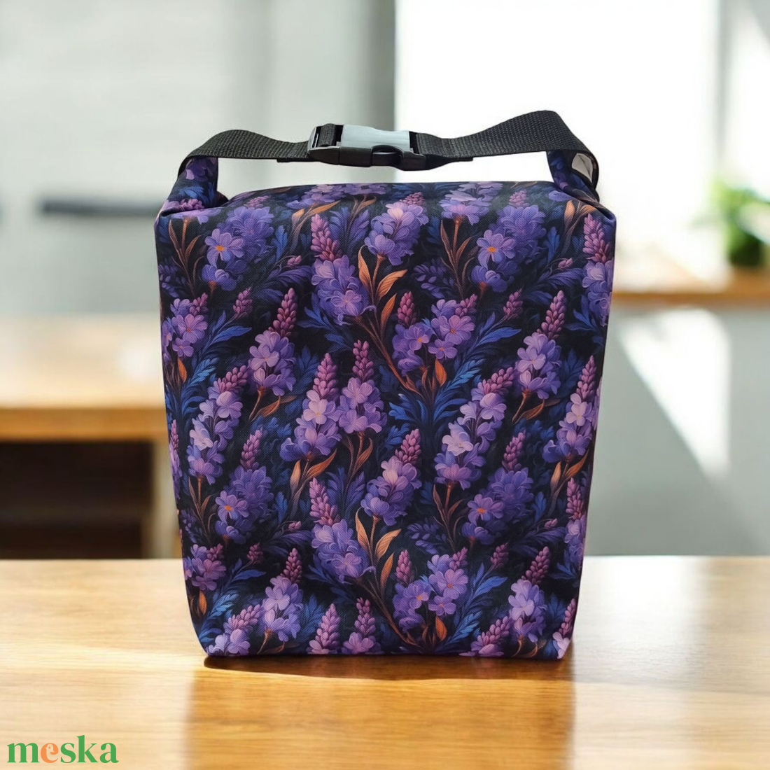 Levendulás Uzsonnás táska - Roll top Lunch bag - Zero waste  - táska & tok - uzsonna- & ebéd tartó - ebéd tasak, doboz - Meska.hu