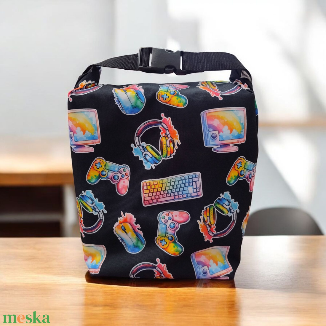  Gamer Uzsonnás táska - Roll top Lunch bag - Zero waste  - táska & tok - uzsonna- & ebéd tartó - ebéd tasak, doboz - Meska.hu