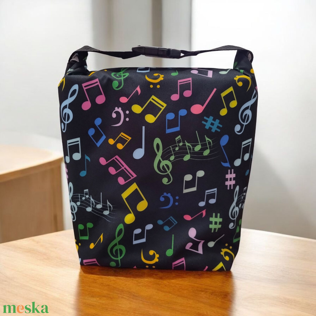  Hangjegyes Uzsonnás táska - Roll top Lunch bag - Zero waste  - táska & tok - uzsonna- & ebéd tartó - ebéd tasak, doboz - Meska.hu