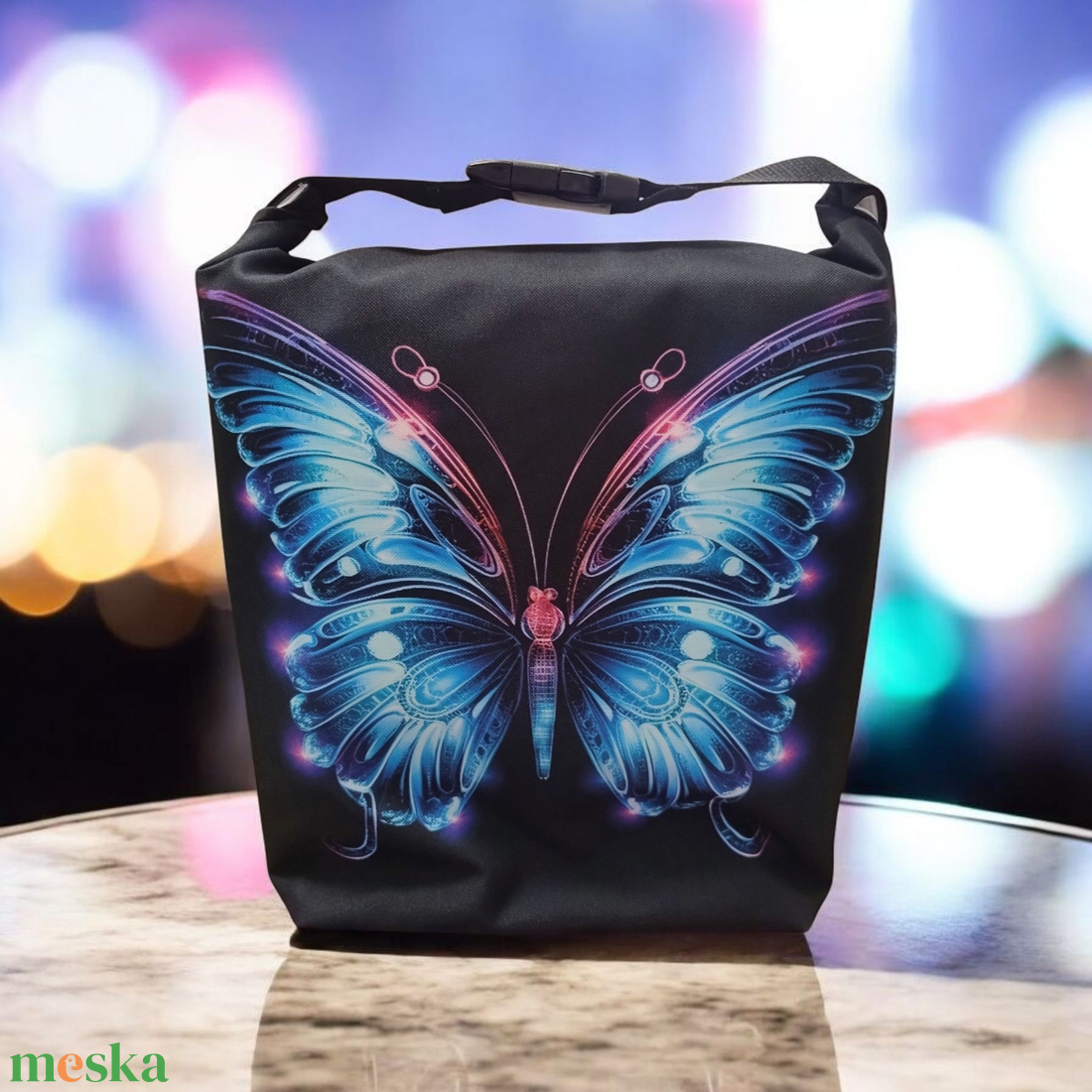 Pillangó Uzsonnás táska - Roll top Lunch bag - Zero waste  - táska & tok - uzsonna- & ebéd tartó - ebéd tasak, doboz - Meska.hu