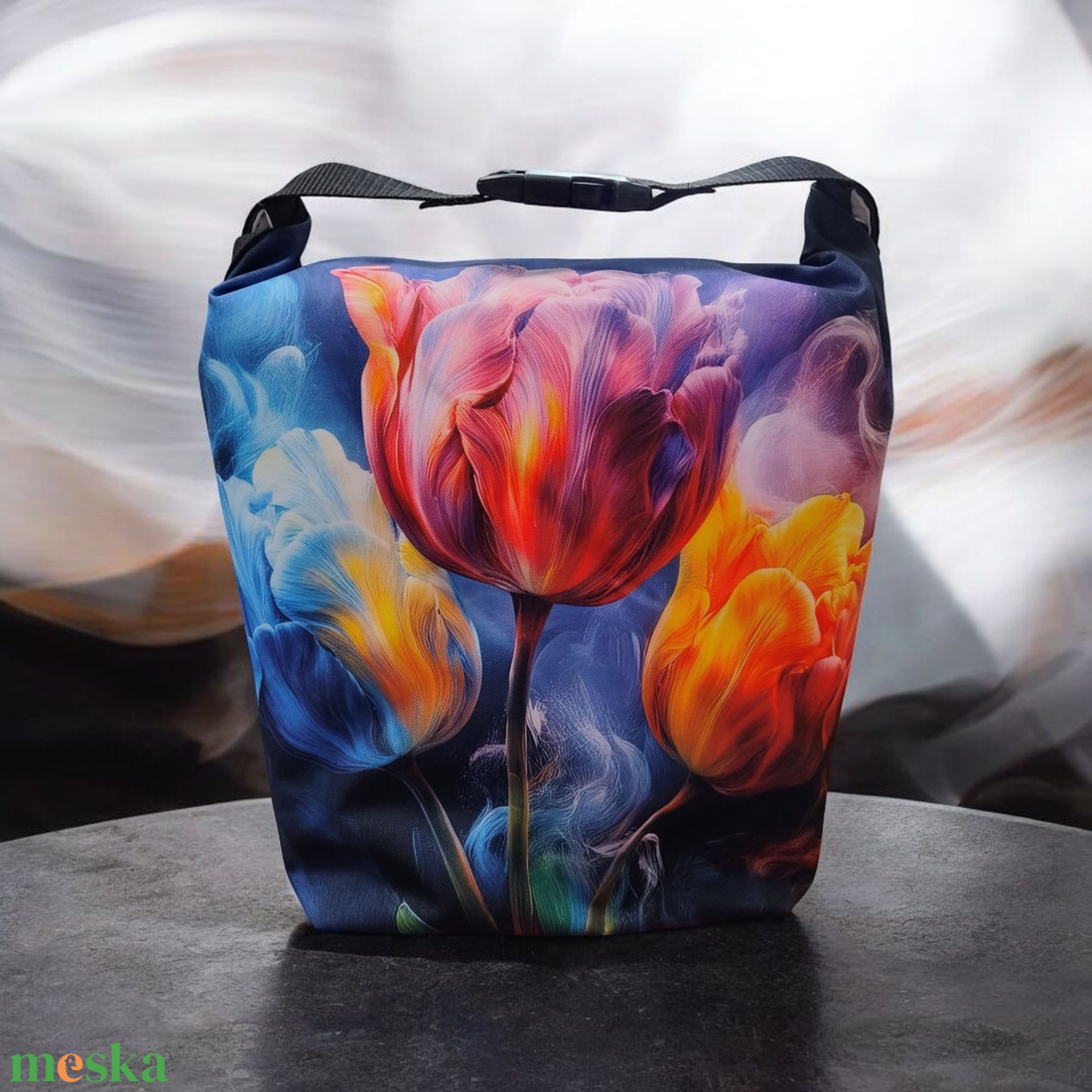 Uzsonnás táska - Roll top Lunch bag - Zero waste  - táska & tok - uzsonna- & ebéd tartó - ebéd tasak, doboz - Meska.hu