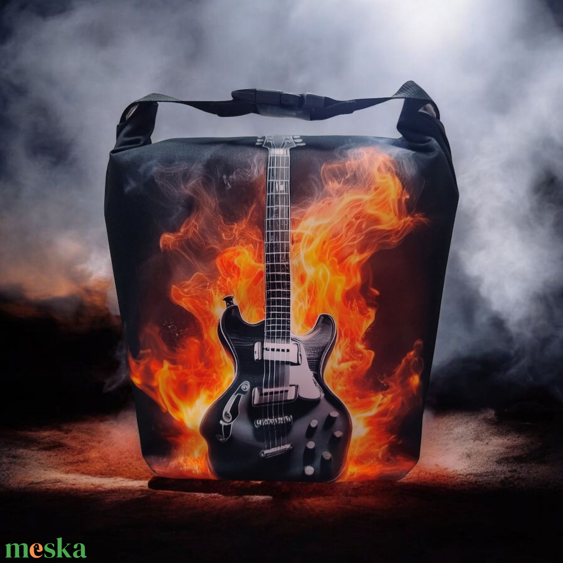 Gitáros Uzsonnás táska - Roll top Lunch bag - Zero waste  - táska & tok - uzsonna- & ebéd tartó - ebéd tasak, doboz - Meska.hu