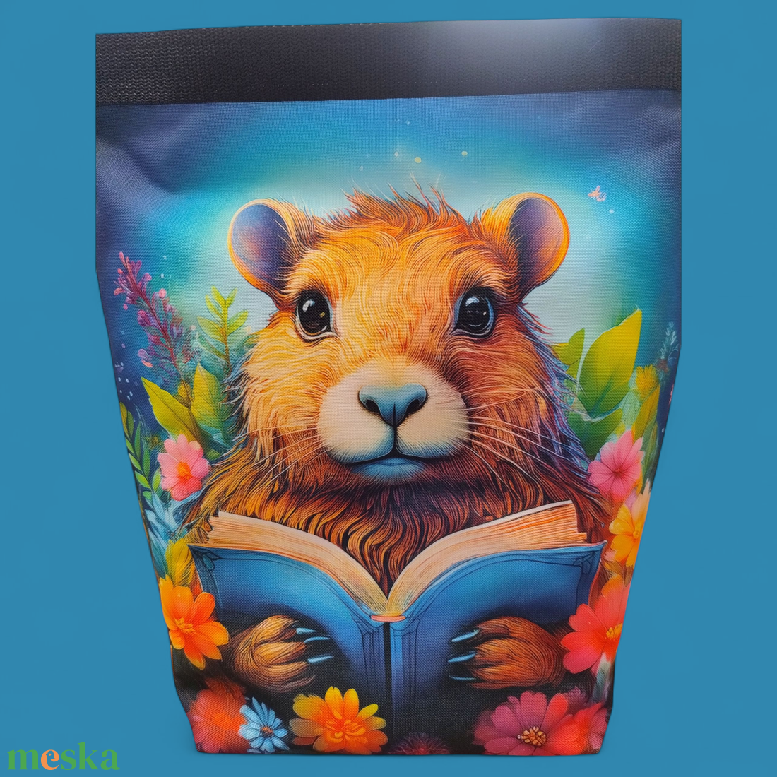 Capibarás Uzsonnás táska - Roll top Lunch bag - Zero waste  - táska & tok - uzsonna- & ebéd tartó - ebéd tasak, doboz - Meska.hu