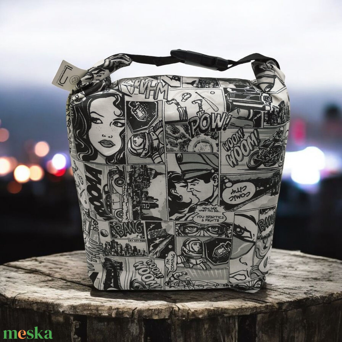  Uzsonnás táska - Roll top Lunch bag - Zero waste  - táska & tok - uzsonna- & ebéd tartó - ebéd tasak, doboz - Meska.hu