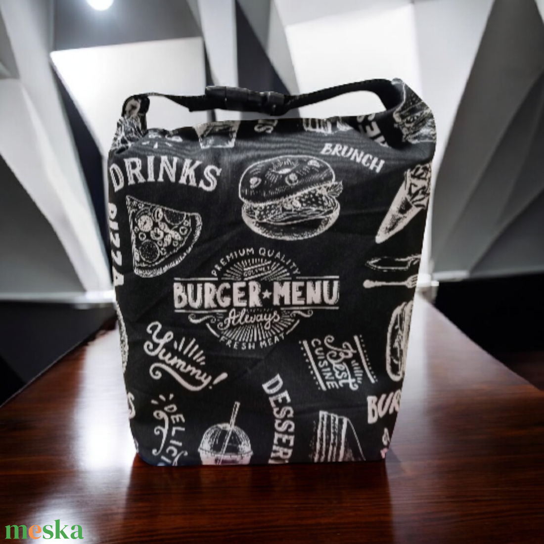 Uzsonnás táska - Rolltop lunch bag - zero waste - táska & tok - uzsonna- & ebéd tartó - ebéd tasak, doboz - Meska.hu