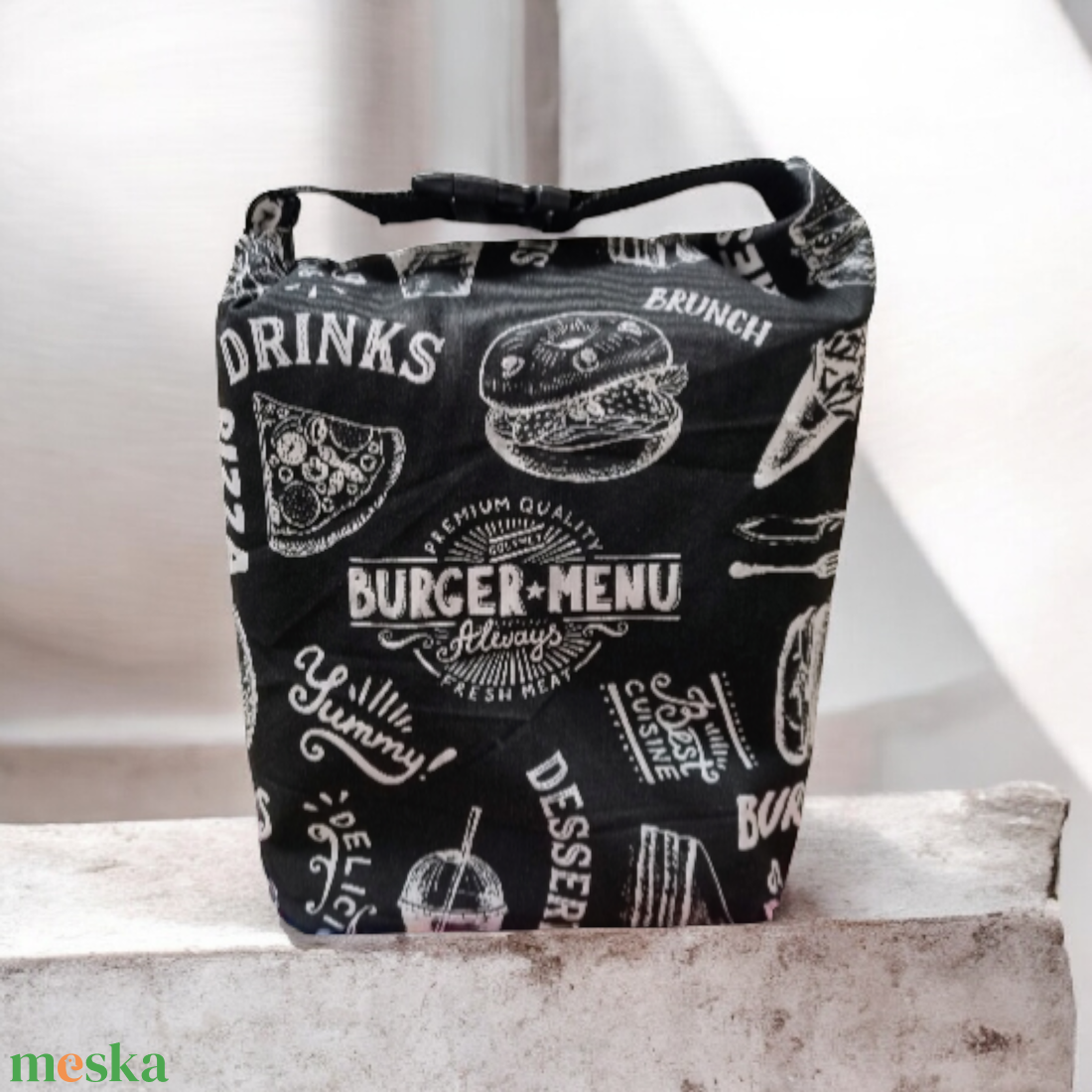 Uzsonnás táska - Rolltop lunch bag - zero waste - táska & tok - uzsonna- & ebéd tartó - ebéd tasak, doboz - Meska.hu