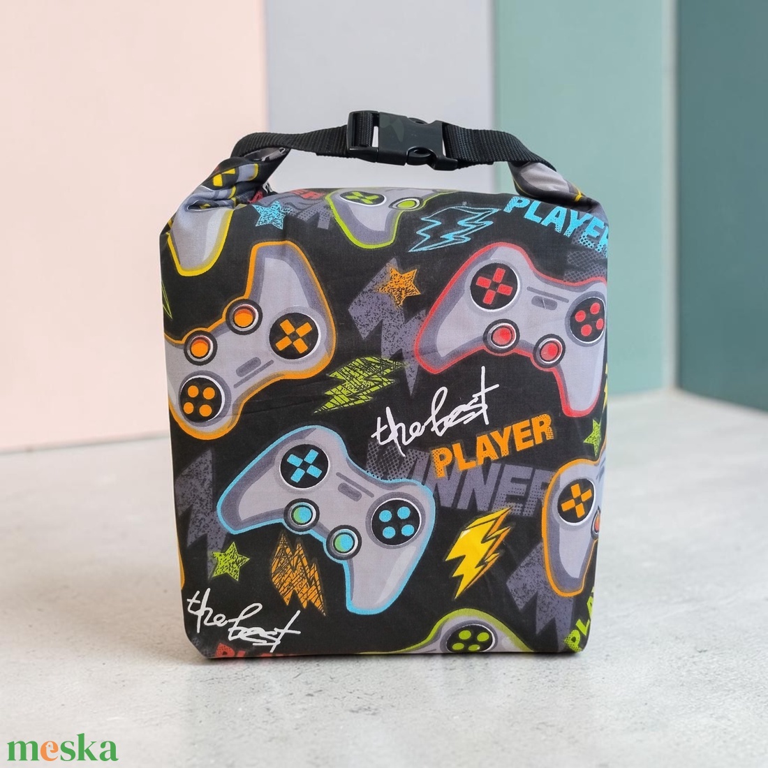 Uzsonnás táska - Rolltop lunch bag - zero waste - táska & tok - uzsonna- & ebéd tartó - ebéd tasak, doboz - Meska.hu