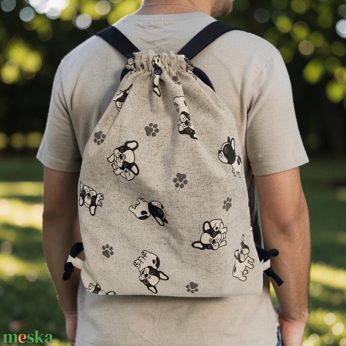 Bulldogos mintás gymbag - tornazsák - táska & tok - hátizsák - tornazsák, gymbag - Meska.hu