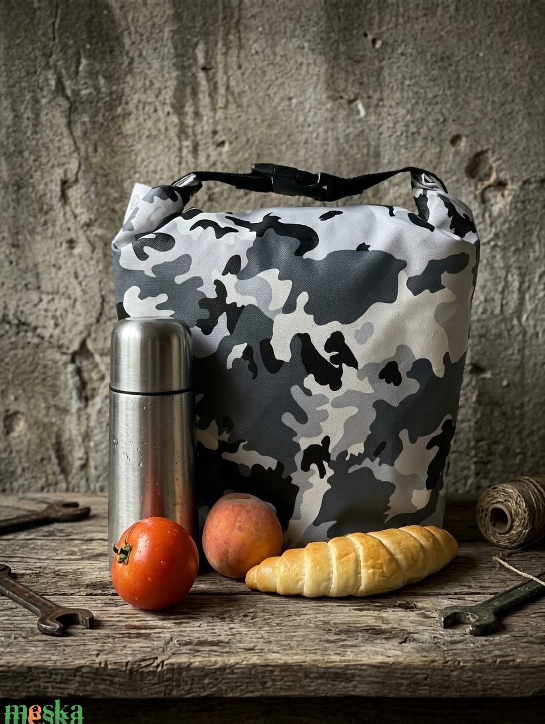Uzsonnás táska - Rolltop lunch bag - zero waste - táska & tok - uzsonna- & ebéd tartó - ebéd tasak, doboz - Meska.hu