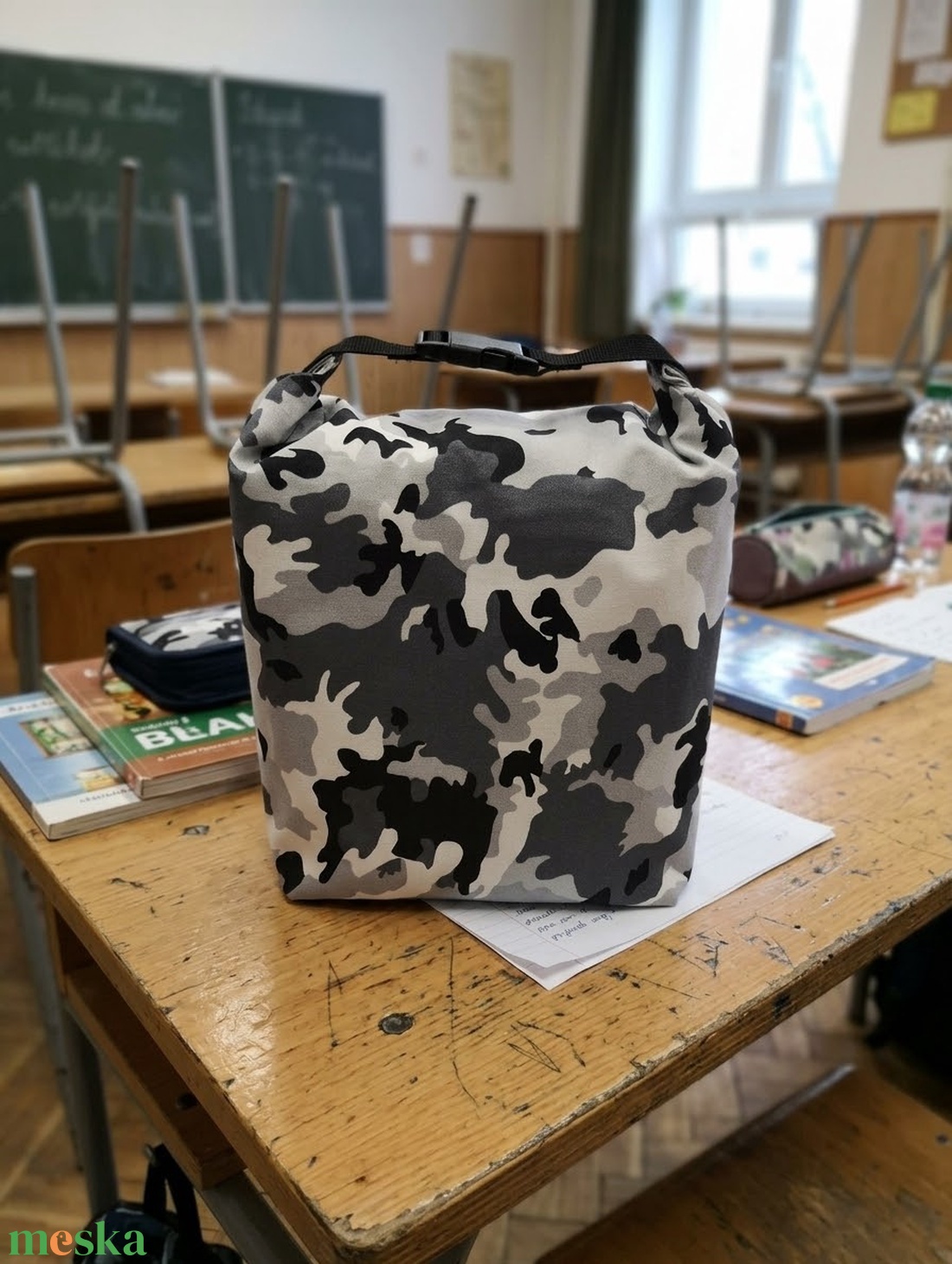 Uzsonnás táska - Rolltop lunch bag - zero waste - táska & tok - uzsonna- & ebéd tartó - ebéd tasak, doboz - Meska.hu