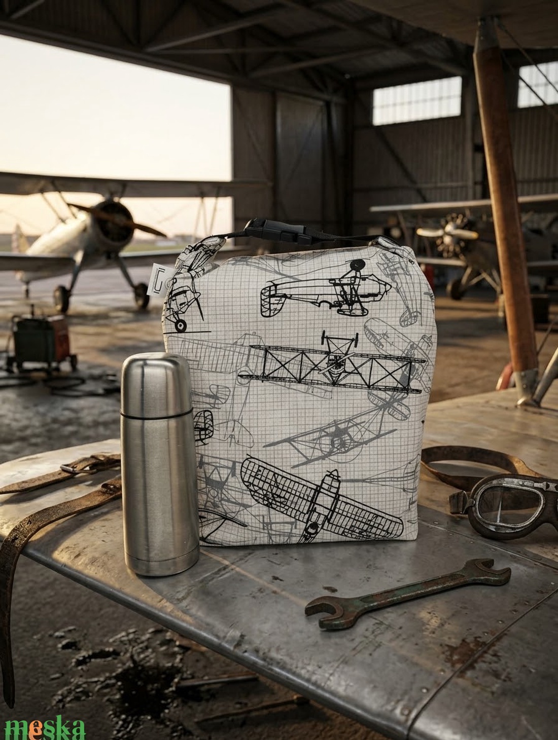 Repülős Uzsonnás táska - Roll top Lunch bag - Zero waste  - táska & tok - uzsonna- & ebéd tartó - ebéd tasak, doboz - Meska.hu