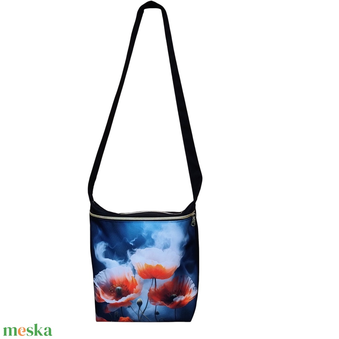 Egyedi pipacs mintás testtáska / crossbody - táska & tok - kézitáska & válltáska - vállon átvethető táska - Meska.hu