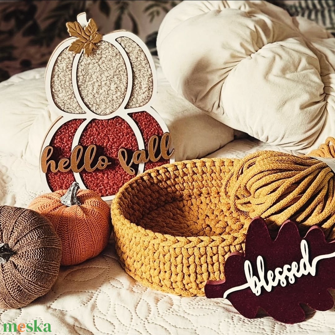 Horgolt asztali tároló - otthon & életmód - tárolás & rendszerezés - tárolókosár - Meska.hu