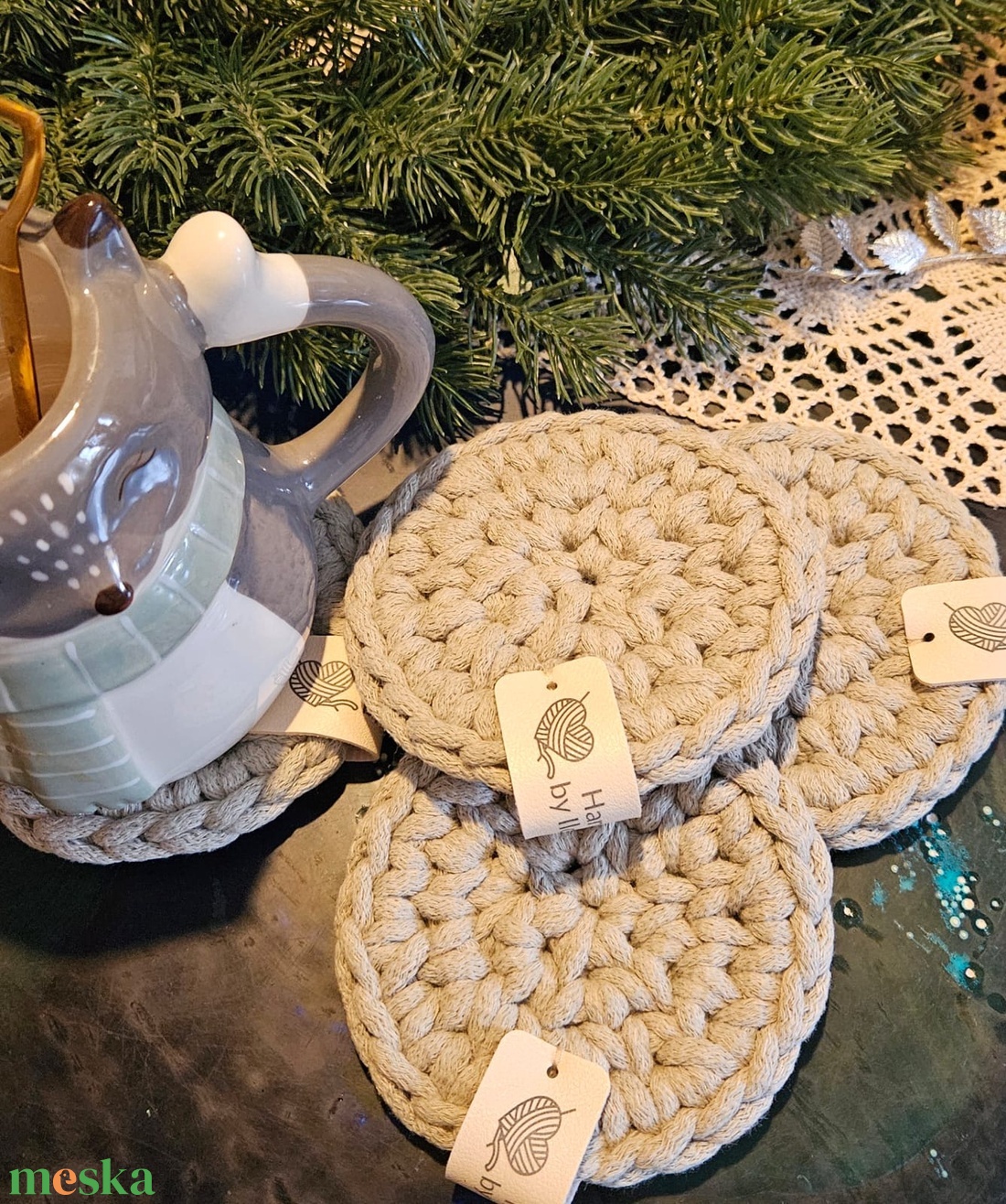 Horgolt poháralátét - otthon & életmód - konyhafelszerelés, tálalás - tálalás - tányér- és poháralátét - Meska.hu