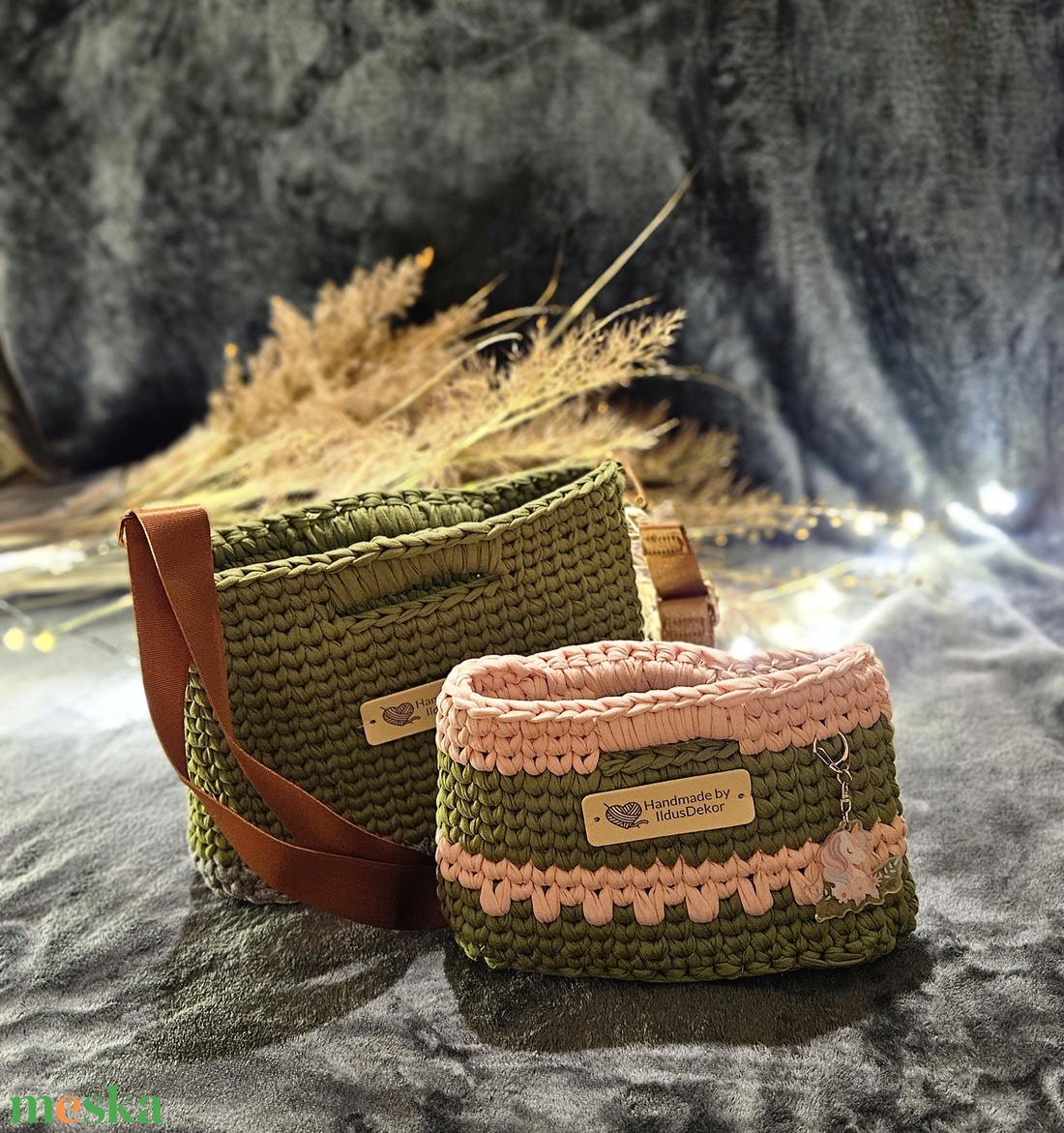 Horgolt anya-lánya táska szett  - táska & tok - pénztárca & más tok - pénztárca - női pénztárca - Meska.hu