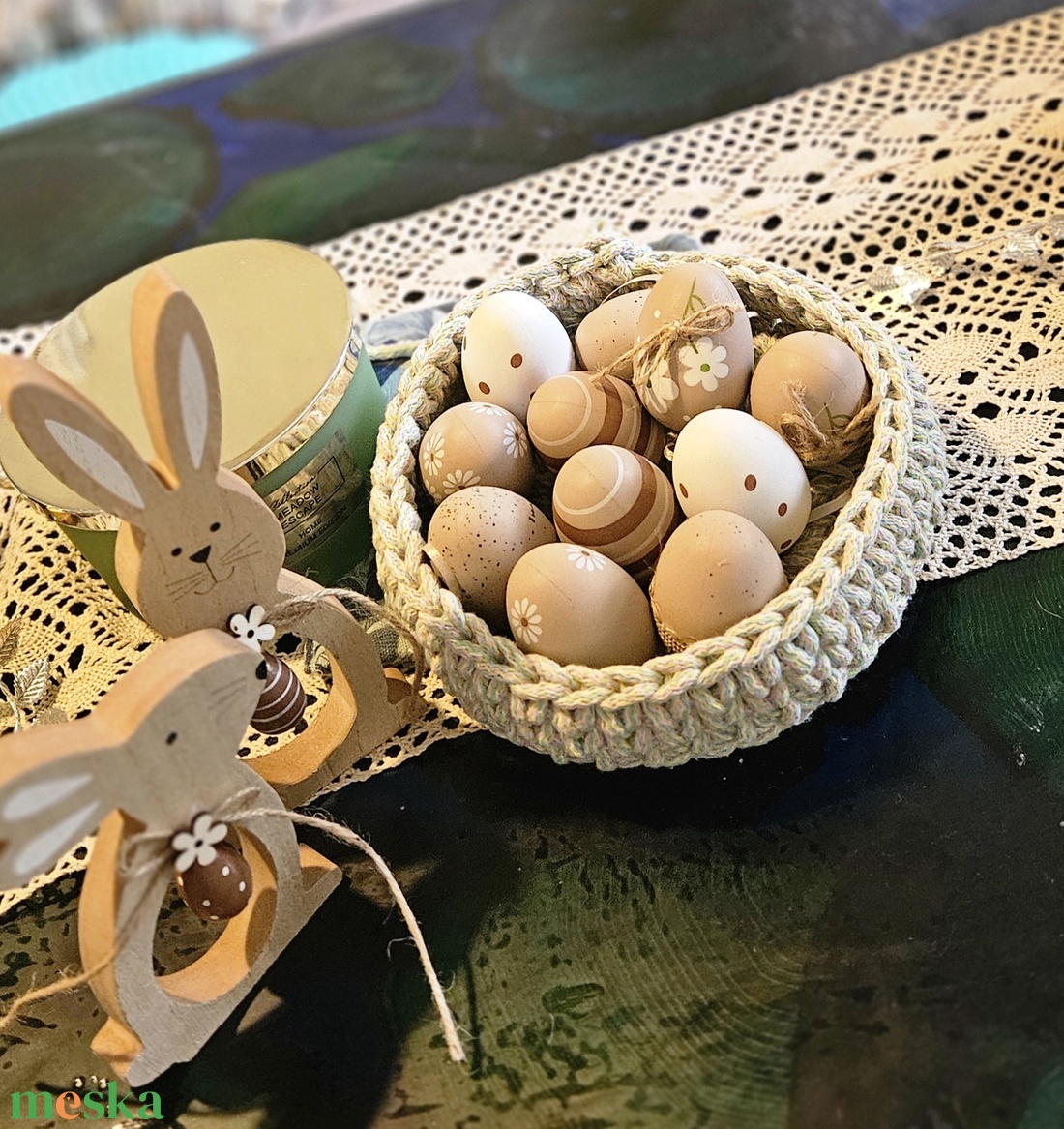 Horgolt pasztell tálca - otthon & életmód - konyhafelszerelés, tálalás - tálalás - tálca - Meska.hu