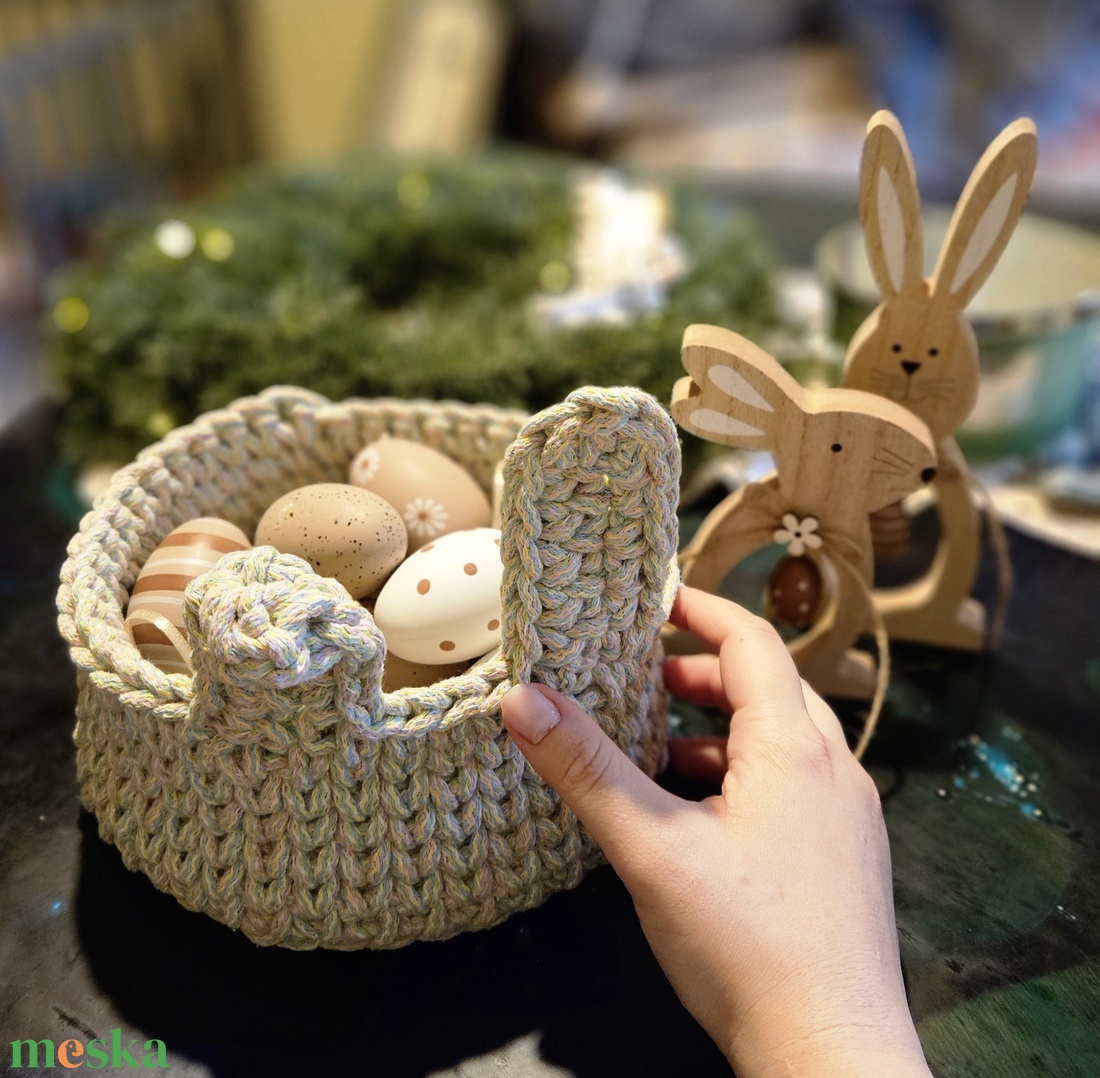Horgolt nyuszi kosár �� - baba - mama - babaszoba dekoráció - babanév dekoráció - Meska.hu