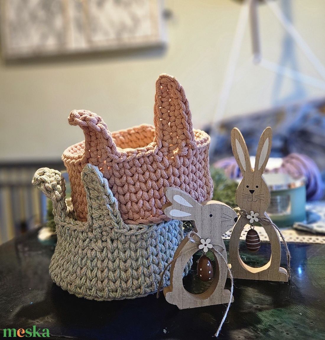 Horgolt nyuszi kosár �� - otthon & életmód - dekoráció - asztal és polc dekoráció - dekorációs tál, tartó - Meska.hu