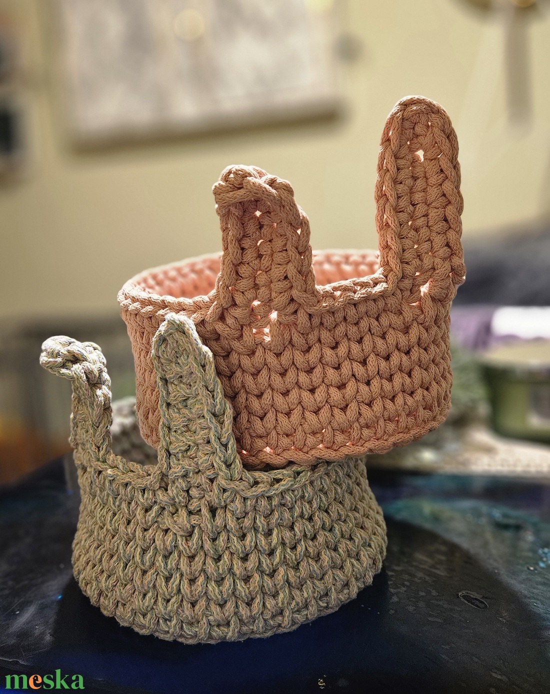 Horgolt nyuszi kosár �� - otthon & életmód - dekoráció - asztal és polc dekoráció - dekorációs tál, tartó - Meska.hu