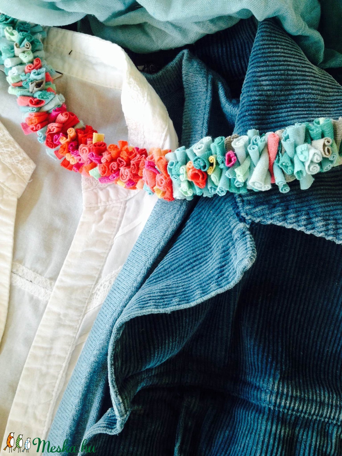 textil nyaklánc - ékszer - nyaklánc - statement nyaklánc - Meska.hu