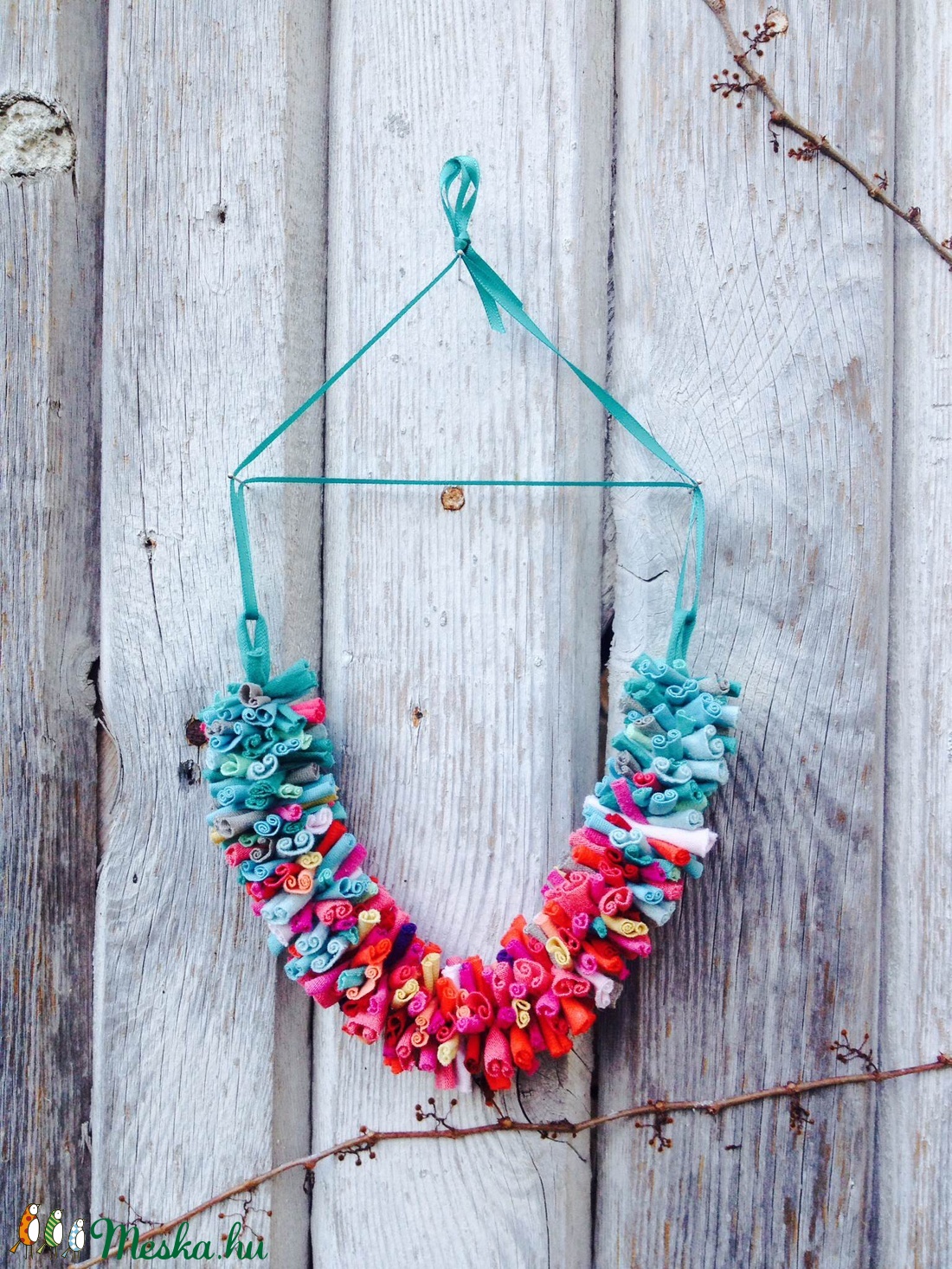 textil nyaklánc - ékszer - nyaklánc - statement nyaklánc - Meska.hu
