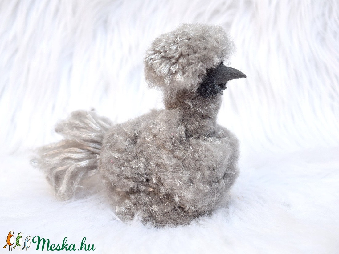 Selyemtyúk - szürke/ezüst - otthon & életmód - dekoráció - dísztárgy - Meska.hu