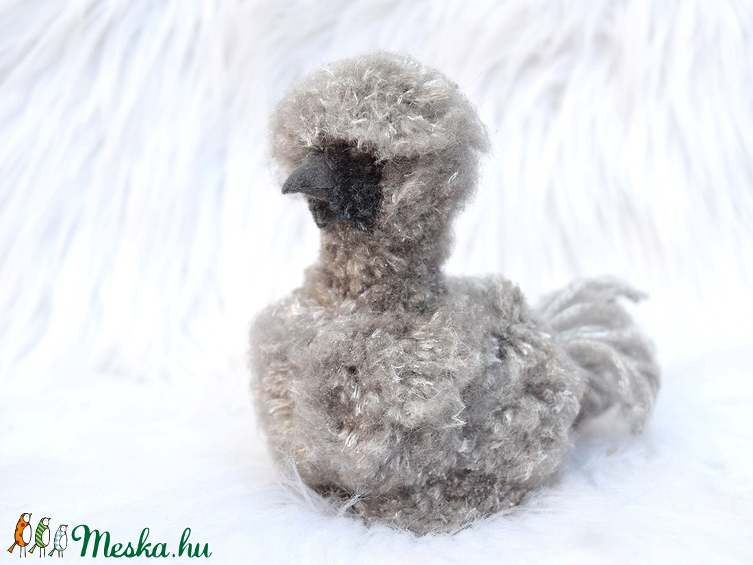 Selyemtyúk - szürke/ezüst - otthon & életmód - dekoráció - dísztárgy - Meska.hu