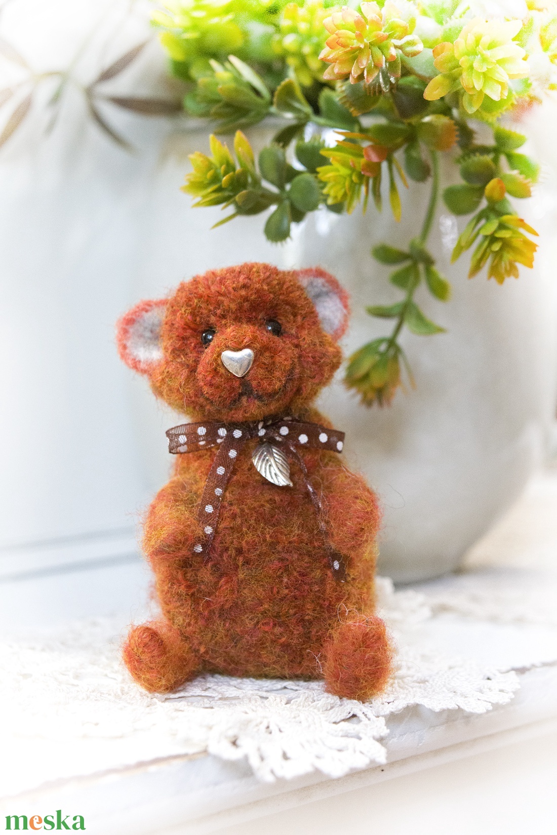 Pom - Teddy maci - Ezüst Kislevél - otthon & életmód - dekoráció - dekoratív figurák és szobrok - Meska.hu