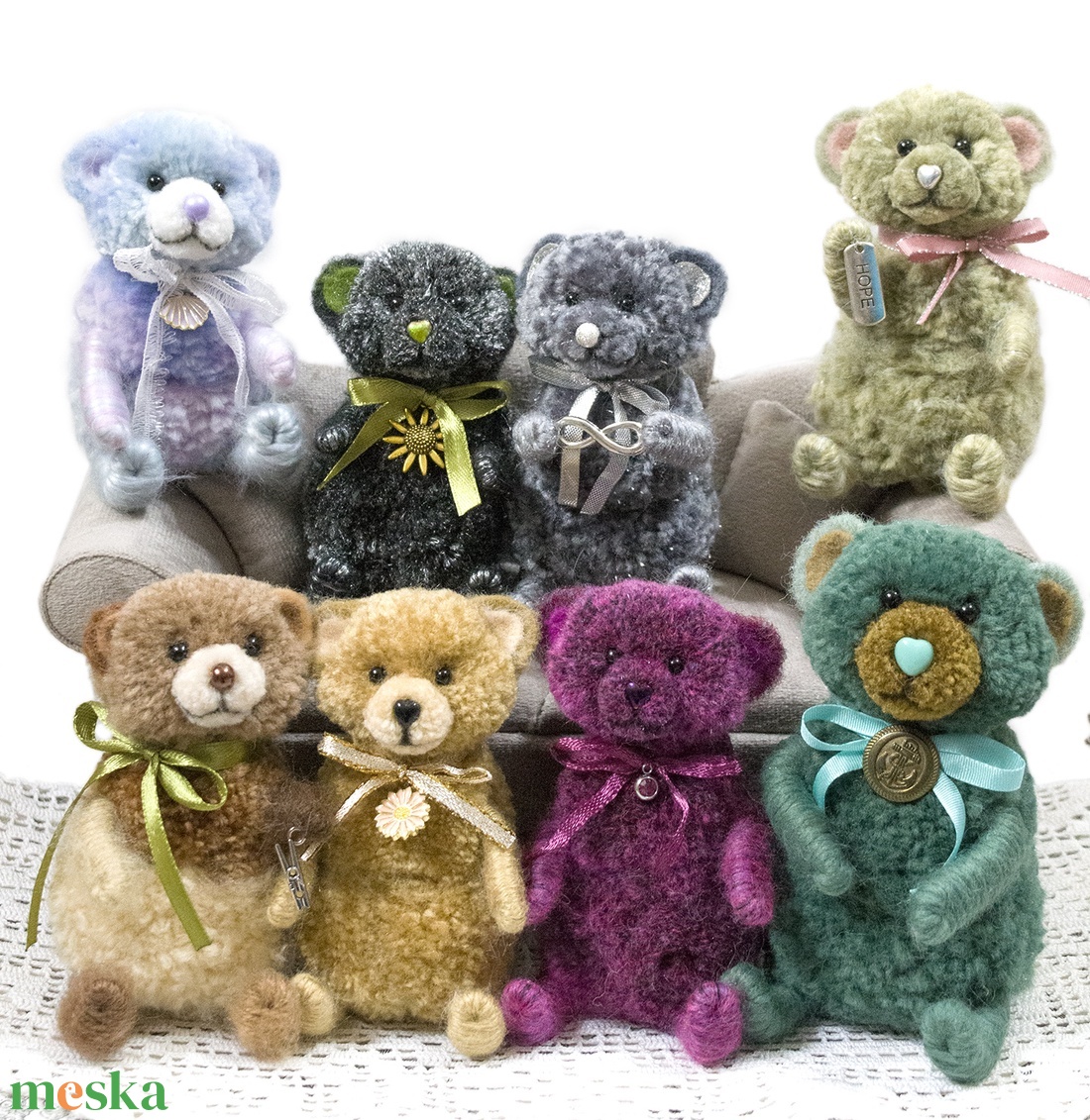 Pom - Teddy maci - Pöttöm Lila Orr - otthon & életmód - dekoráció - dekoratív figurák és szobrok - Meska.hu