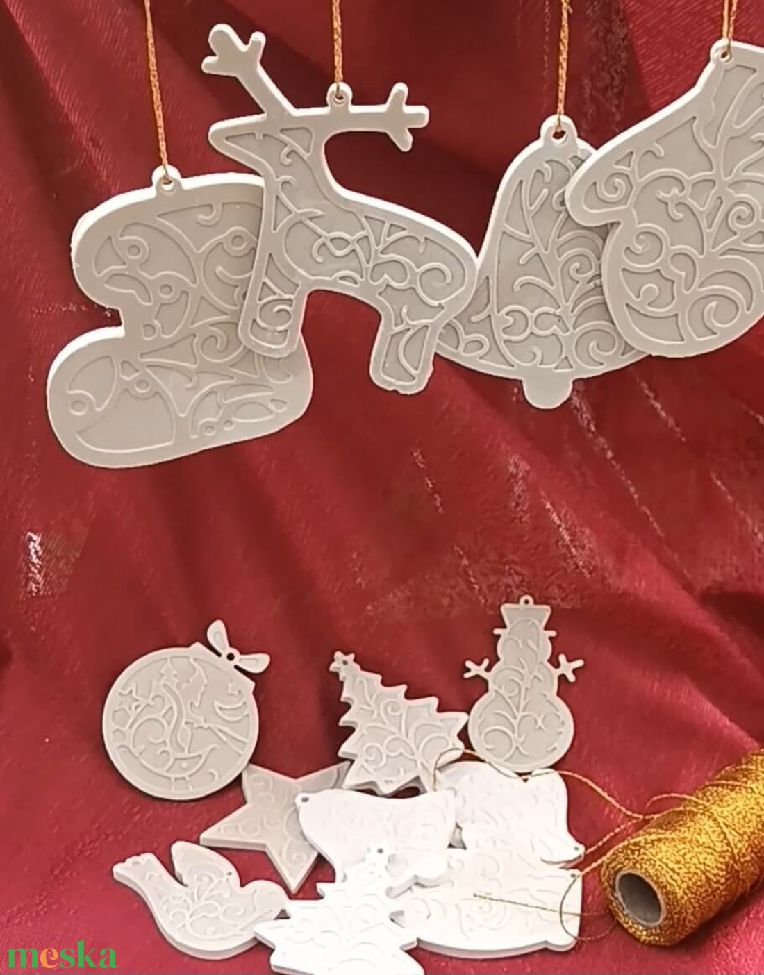 festhető, kerámia karácsonyfadíszek (9db/csomag) - diy (csináld magad) - egységcsomag - Meska.hu