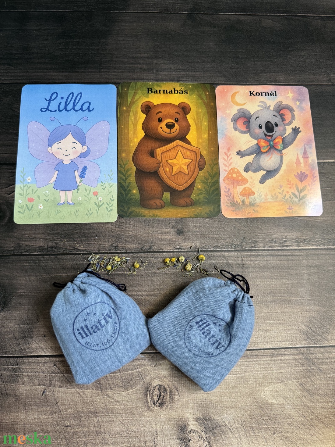 Gyógynövényes pamutgéz zsák szett gyerekeknek - kék színben - játék & sport - ovis felszerelés - ovis párna, kispárna - Meska.hu