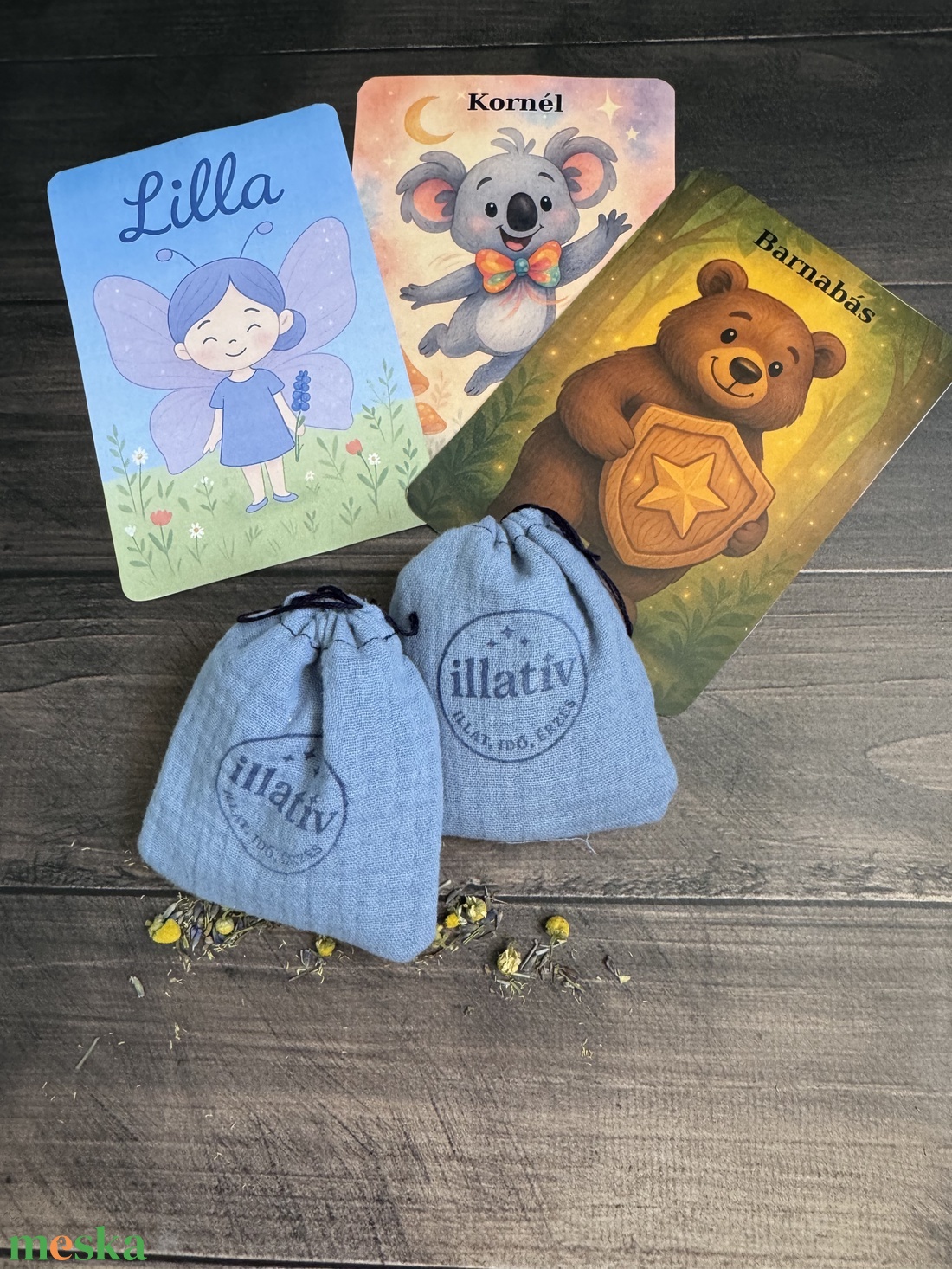 Gyógynövényes pamutgéz zsák szett gyerekeknek - kék színben - játék & sport - ovis felszerelés - ovis párna, kispárna - Meska.hu