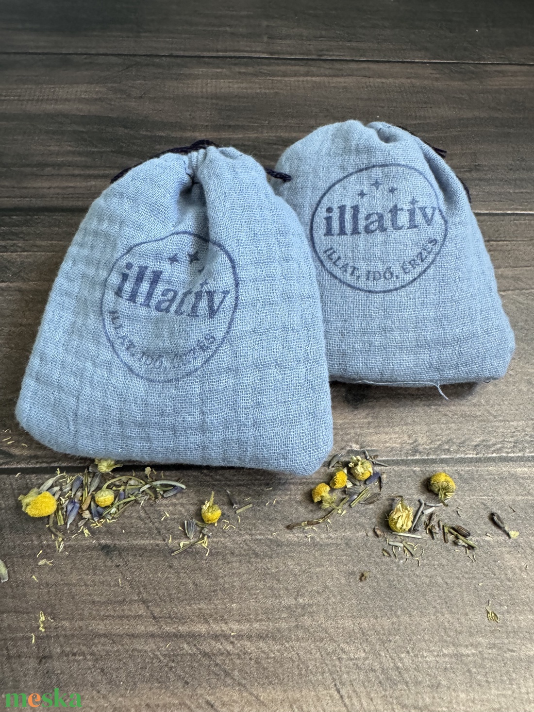 Gyógynövényes pamutgéz zsák szett gyerekeknek - kék színben - játék & sport - ovis felszerelés - ovis párna, kispárna - Meska.hu