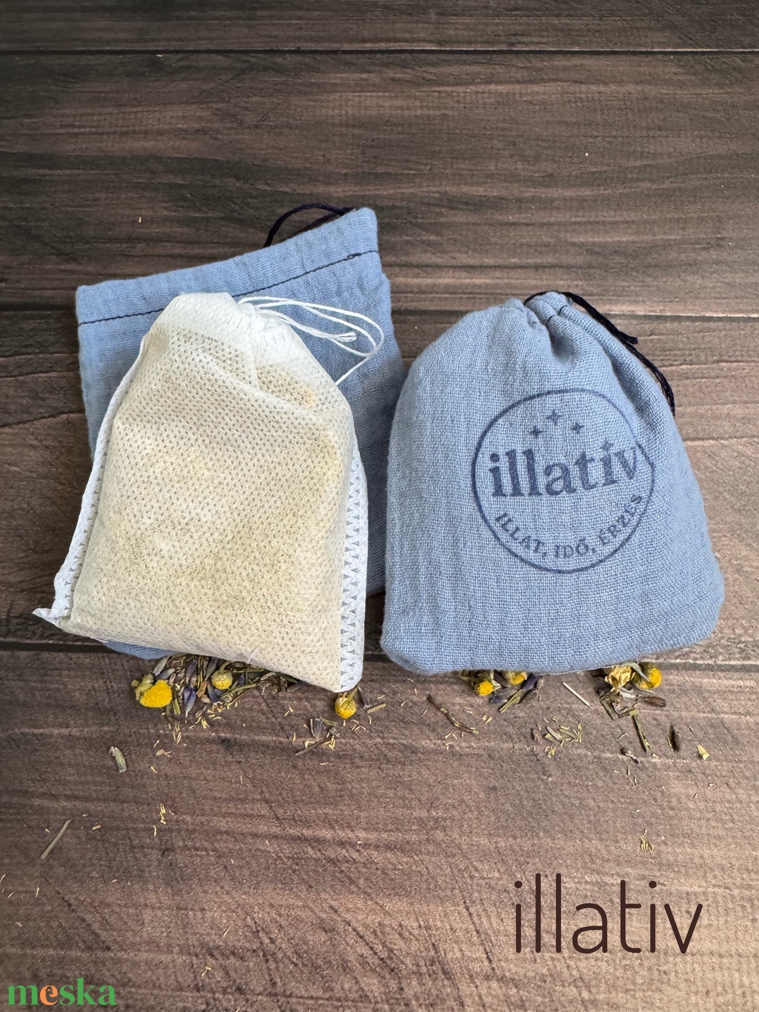 Gyógynövényes pamutgéz zsák szett gyerekeknek - kék színben - játék & sport - ovis felszerelés - ovis párna, kispárna - Meska.hu