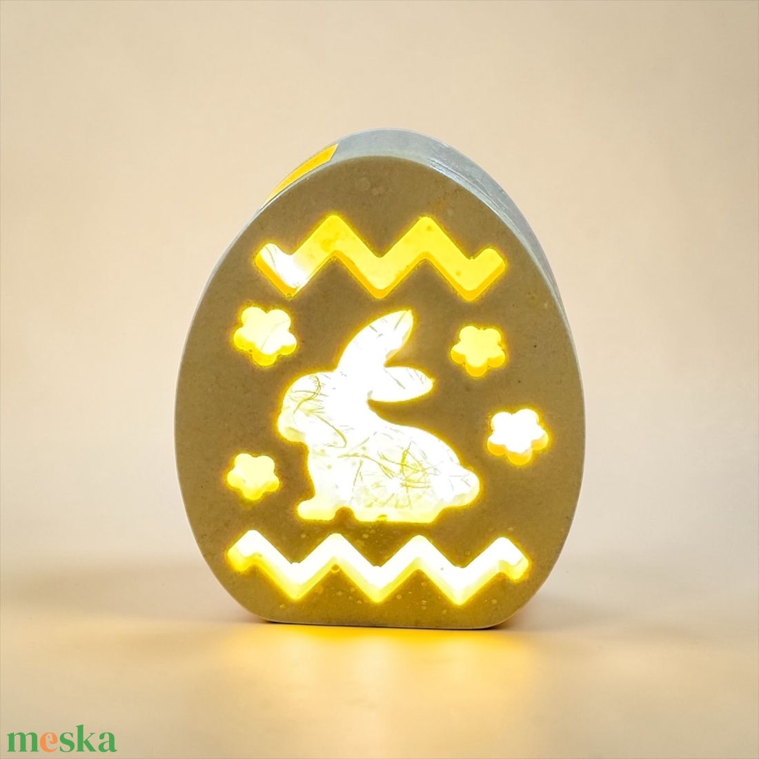 Mesefény tojás - nyuszis éjjelifény mesekártyával - ünnepi díszek, dekorációk - húsvéti díszek és dekorációk - húsvéti ajtódísz, kopogtató - Meska.hu