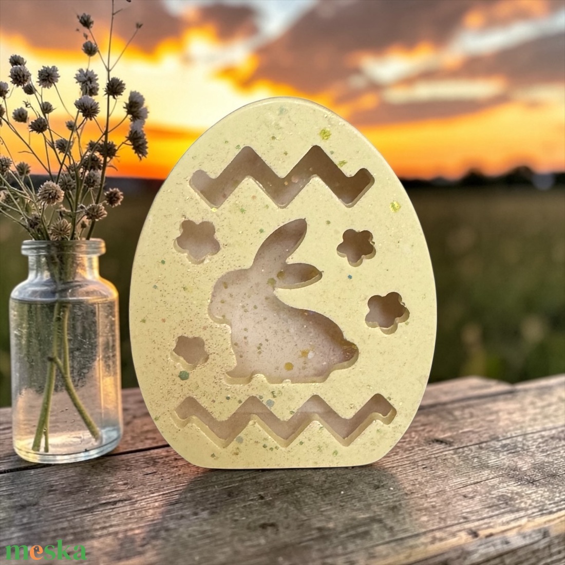 Mesefény tojás - nyuszis éjjelifény mesekártyával - ünnepi díszek, dekorációk - húsvéti díszek és dekorációk - húsvéti ajtódísz, kopogtató - Meska.hu