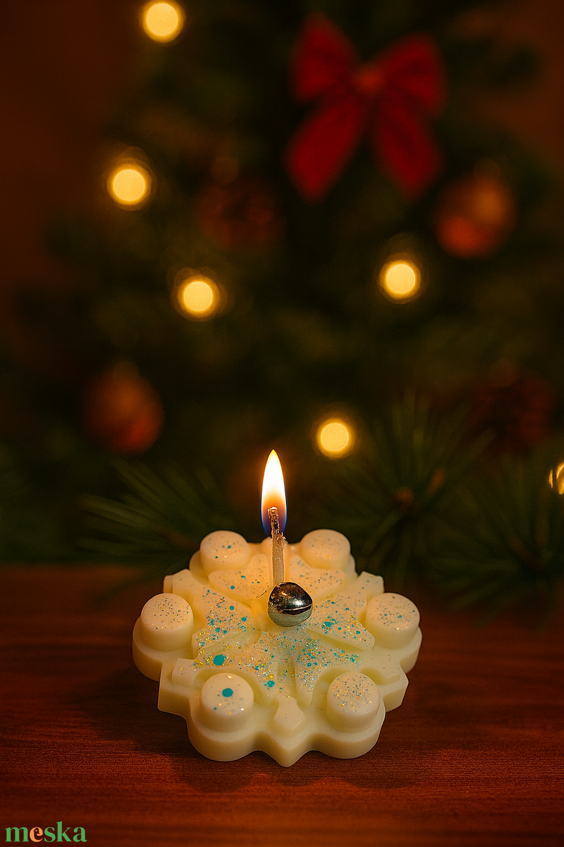 Csillámpehely-illatgyertya - karácsony - karácsonyi lakásdekoráció - karácsonyi illatgyertya, mécses - Meska.hu