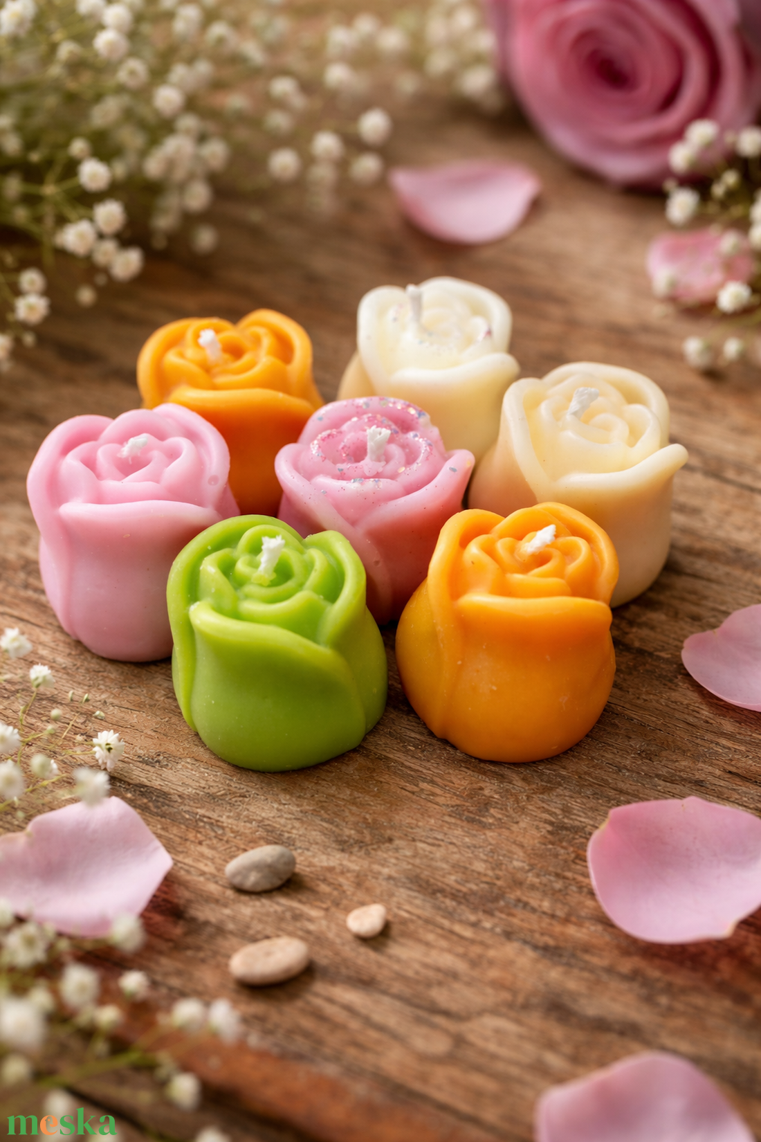 Kézműves rózsaformájú illatgyertya - otthon & életmód - gyertya, illat, aroma - illatviasz - Meska.hu