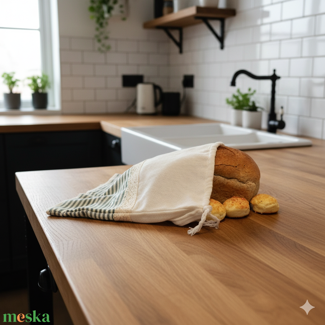 Kézzel szövött kenyereszsák - 1 kg - otthon & életmód - konyhafelszerelés, tálalás - konyhai tárolás - kenyértartó - Meska.hu