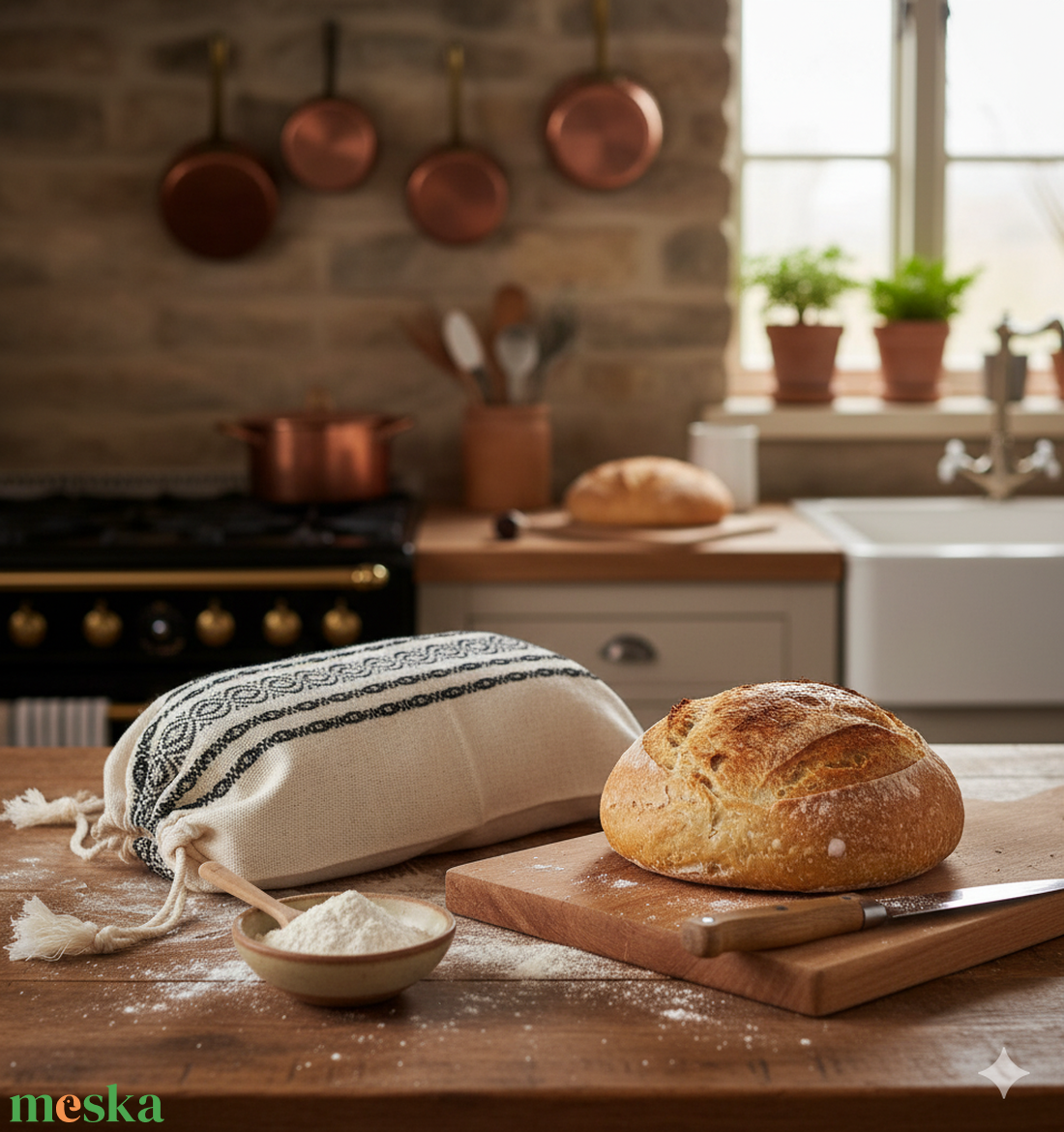 Kézzel szövött, pamut kenyereszsák - 0,5 kg - otthon & életmód - konyhafelszerelés, tálalás - konyhai tárolás - kenyértartó - Meska.hu