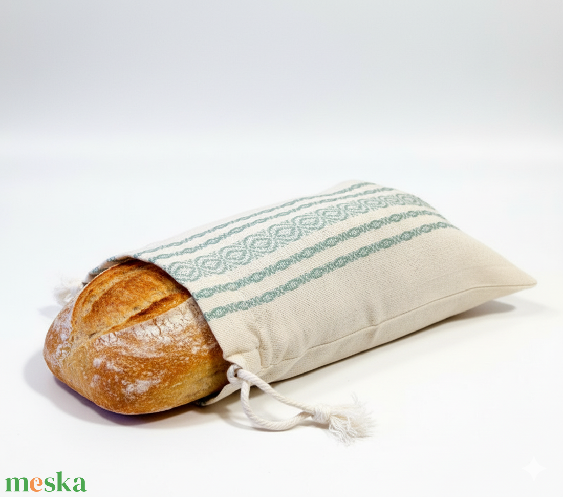Kézzel szövött, pamut kenyereszsák - 0,5 kg - otthon & életmód - konyhafelszerelés, tálalás - konyhai tárolás - kenyértartó - Meska.hu
