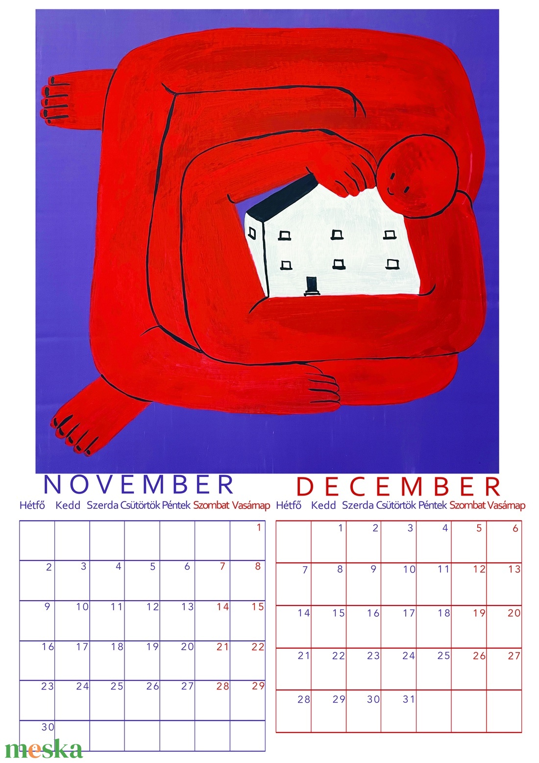 2026-os falinaptár A4 - otthon & életmód - dekoráció - fali és függő dekoráció - falinaptár & öröknaptár - Meska.hu