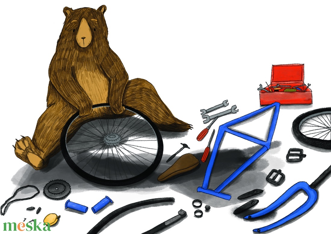 Bicikli szerelő Maci - művészet - grafika & illusztráció - digitális - Meska.hu