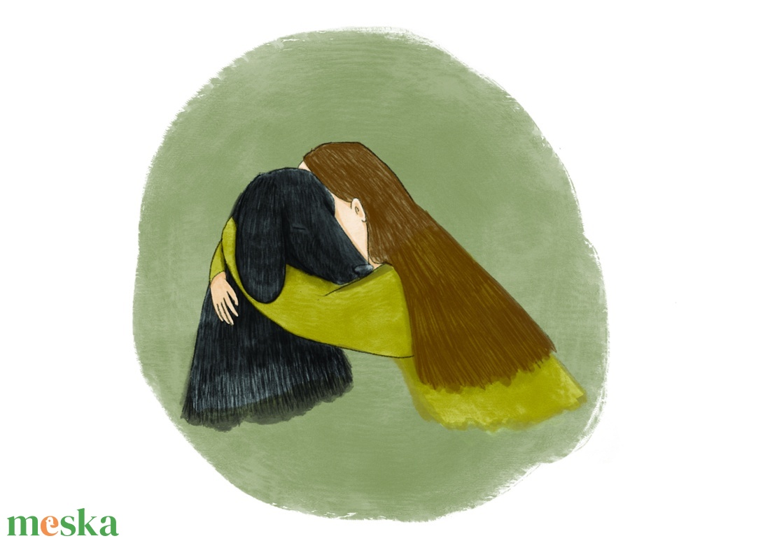 Lány kutyával - művészet - grafika & illusztráció - digitális - Meska.hu