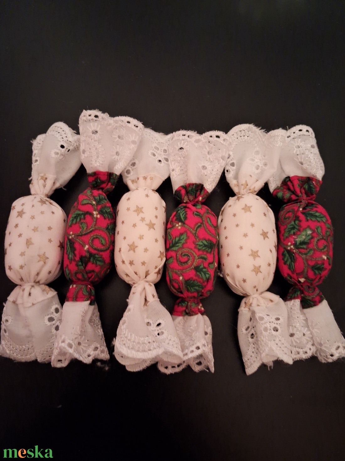 Textil szaloncukor - karácsony - karácsonyi lakásdekoráció - karácsonyfadíszek - Meska.hu