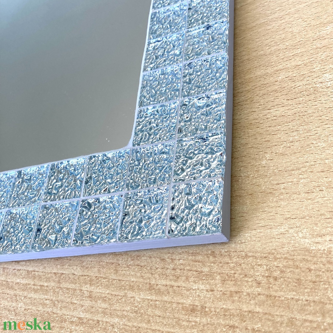 Mozaik tükör - ezüst csillámos üveg kristálymozaikkal - otthon & életmód - dekoráció - tükör - Meska.hu