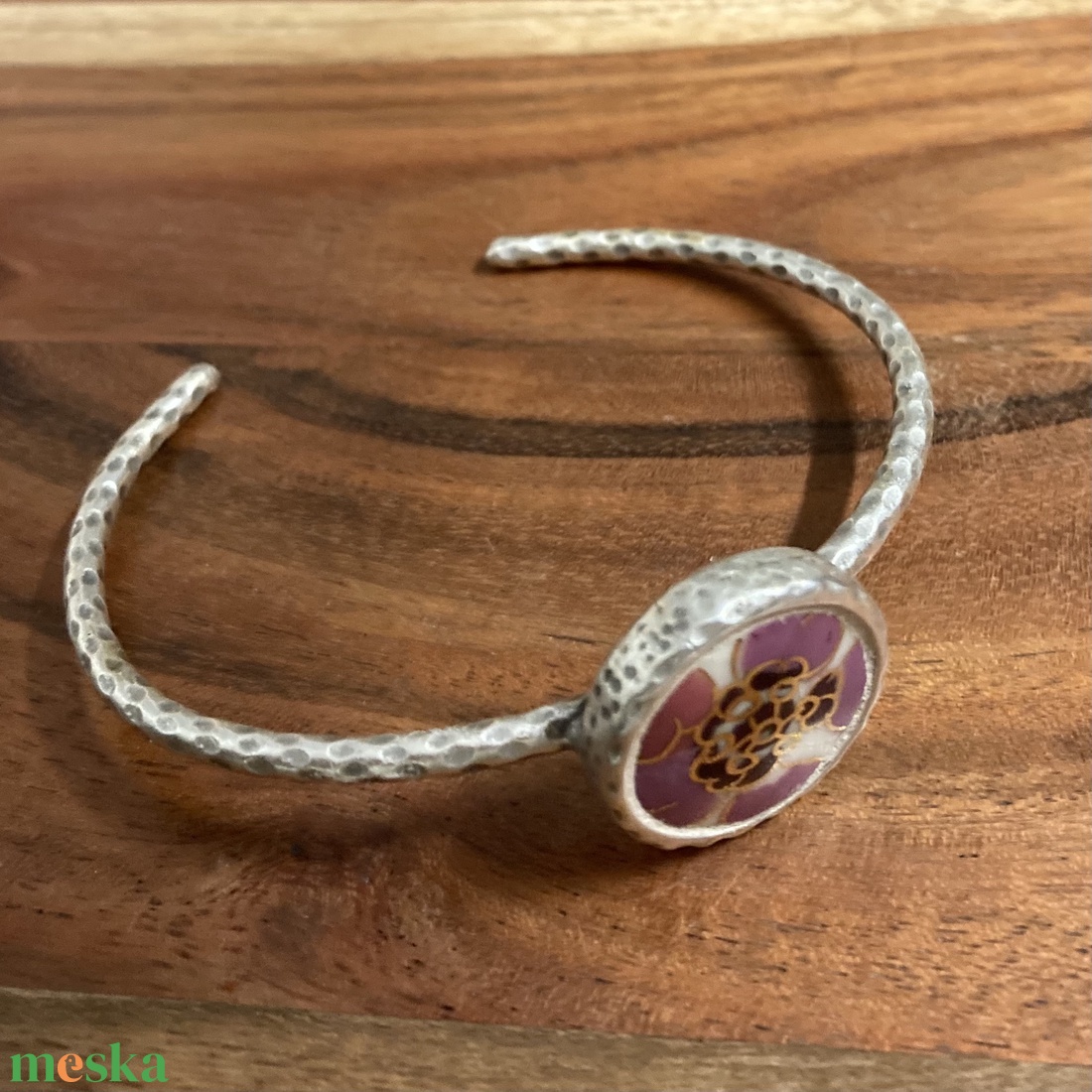 Zsolnay mentett darabok - virágos porcelán karperec - állítható - ékszer - karkötő - karkötő medállal - Meska.hu