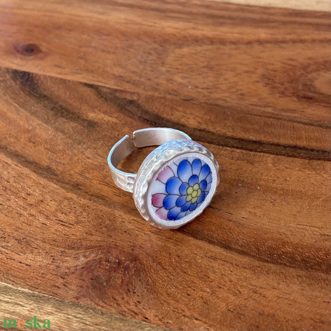 Herendi mentett darabok - porcelán gyűrű - virágos, állítható - ékszer - gyűrű - statement gyűrű - Meska.hu