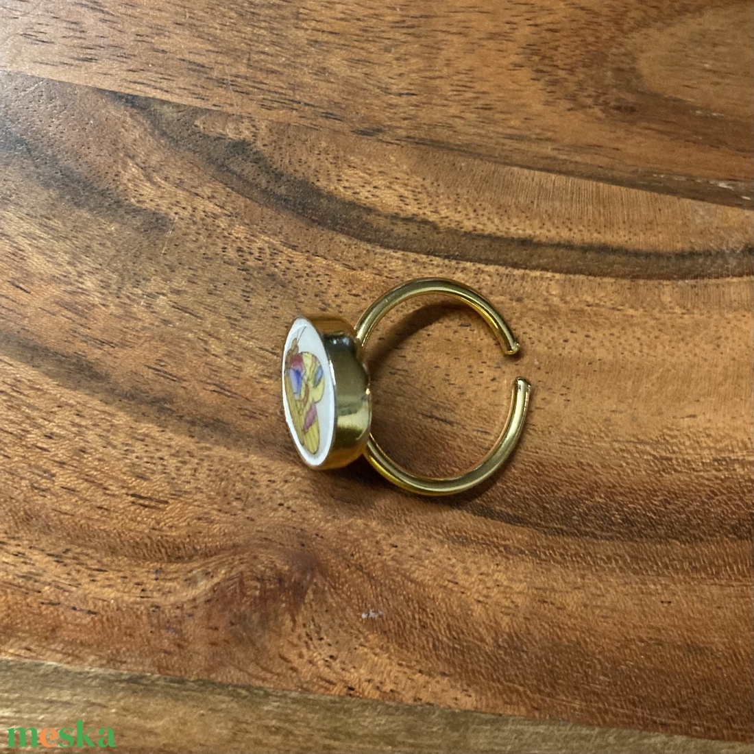 Aranyozott gyűrű - Herendi mentett darabok - pillangós, állítható - ékszer - gyűrű - szoliter gyűrű - Meska.hu