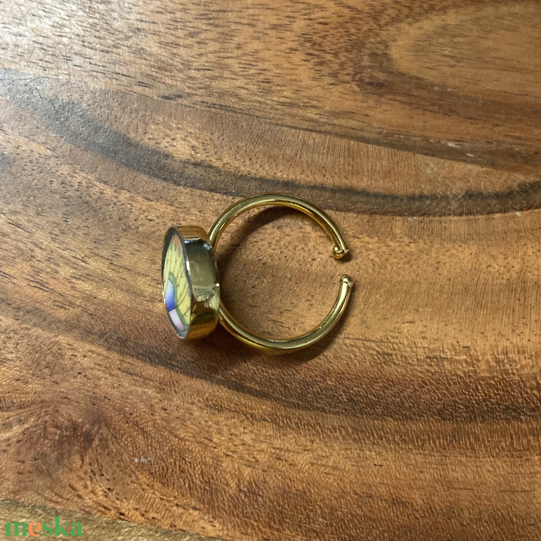 Aranyozott gyűrű - Herendi mentett darabok - pillangószárny mintás, állítható - ékszer - gyűrű - szoliter gyűrű - Meska.hu